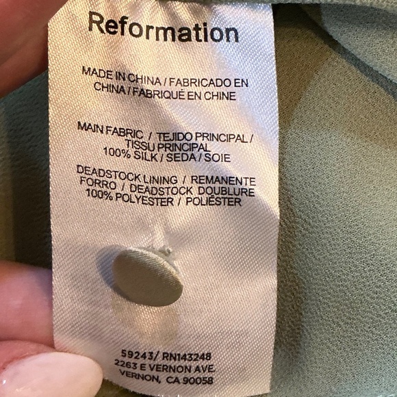 Reformation Niamh Silk Maxi Dress Green 12 NWT - Picture 9 of 12